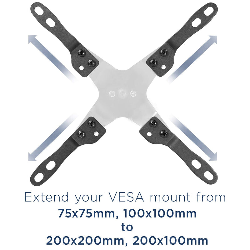 Mount-It! VESA Mount Adapter Kit | TV Wall Mount Bracket Adapter Converts 75x75 and 100x100 mm Patterns to 200x100 and 200x200 mm | Fits Most 23 Inch to 42 Inch TVs and Monitors | Hardware Included