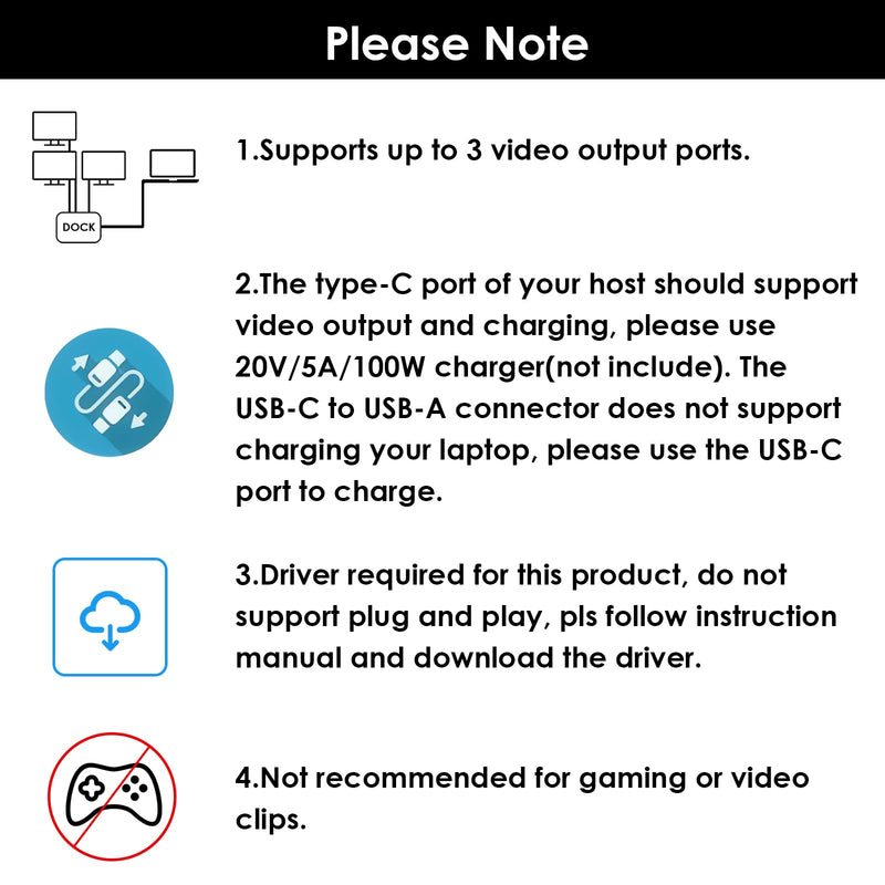 WAVLINK Triple Monitor Adapter for M1/M2/M3/M4 macOS Systems. Type-C&A Hosts, 100W PD in, 3 HDMI 2 DP Available, Triple 4K@60Hz, SMI Driver Required