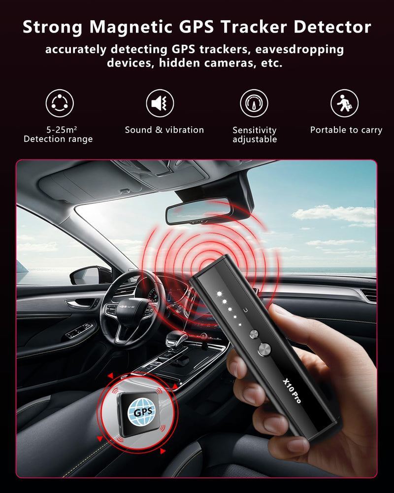 Hidden Camera Detectors with Screen Display, Anti Spy Camera Finder, Bug Detector, GPS Tracker Detector with Flashlight, Hidden Device Detector for Travel, Hotel, Airbnb, Office, Car Small