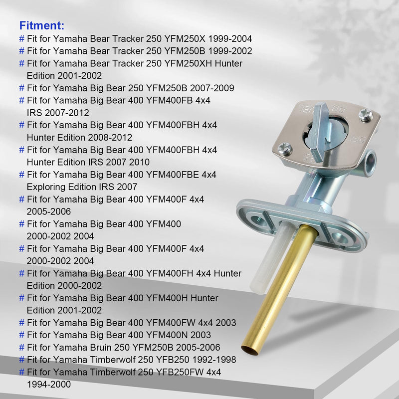 MOTOALL Tank Switch Gas Valve Fuel Petcock w/Gasket for Yamaha Bear 250 400
