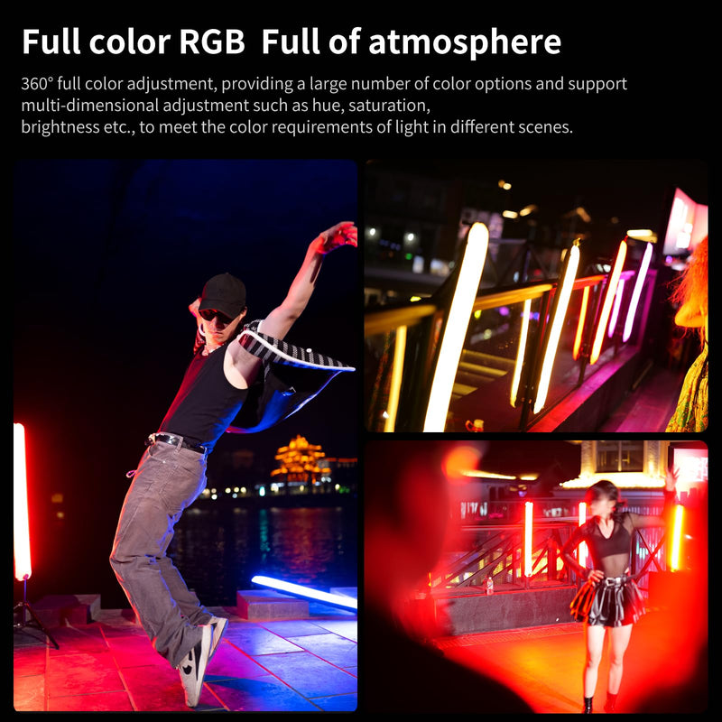 INKEE GC30 30W RGB Handheld LED Tube Light 35.5"/90cm Inflatable Video Light with Inflatable Ball & Magnetic Mount, 2000-10000K, CRI 95+, 5000mAh Battery, Waterproof for Photography & Studio Recording GC-RGB1