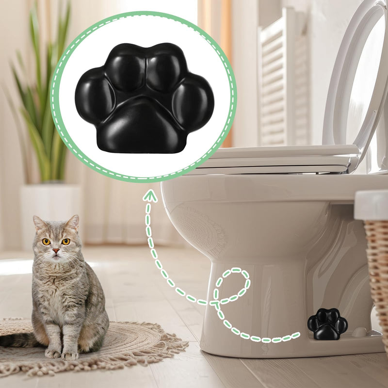 Honeydak 2 Pack Toilet Bolt Caps Decorative Paw Print Toilet Bolt Screw Covers Cute Ceramic Bathroom Decor Fun Themed Gadgets Bathroom Replacement Parts black