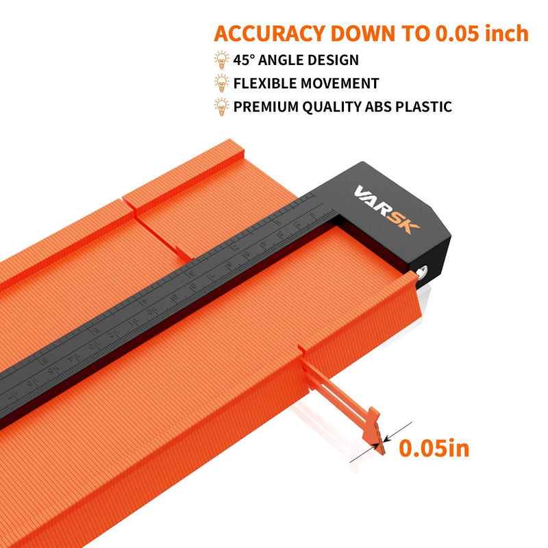 VARSK Contour Gauge Profile Tool with Light 5+10 Inch - Super Duplicator Shape and Outline Tool, Gifts for Men Dad Him, Cool Gadgets for Men DIY Handyman, Home Improvement Measuring Woodworking Tools