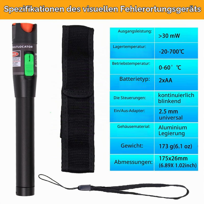 2pcs Visual Fault Locator 18 miles Fiber Optic Cable Tester with Red Light Pen, VFL with 2.5mm Universal Connector for FC/SC/ST Adapter, for CATV Telecom Engineering Maintenance
