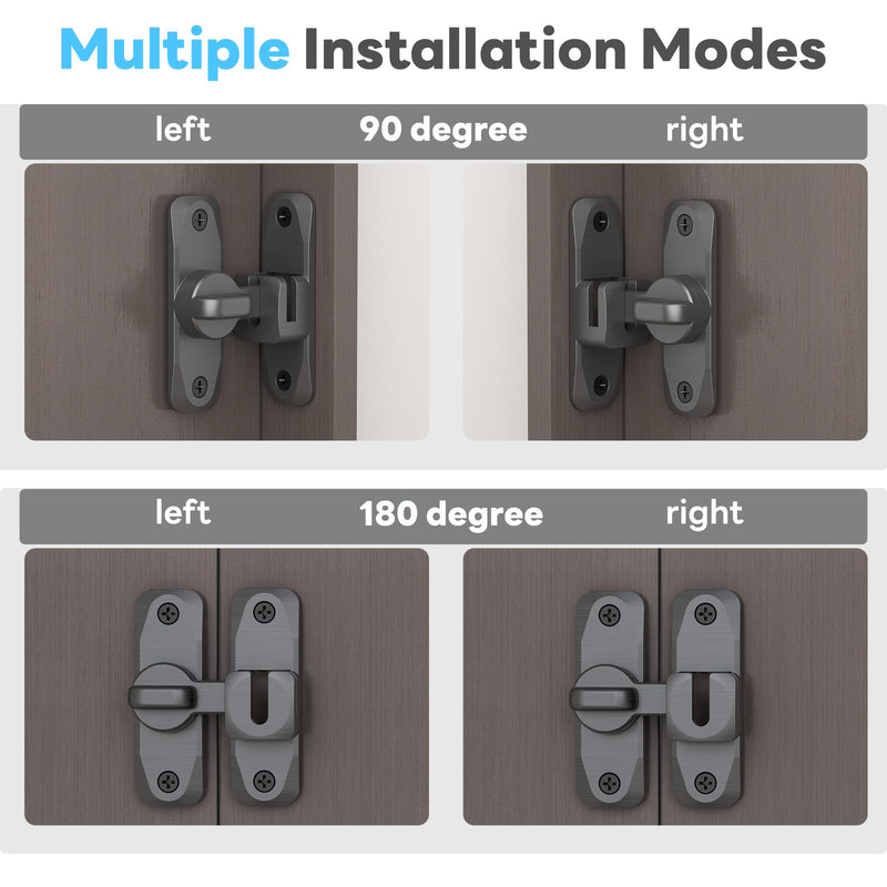 Barn Door Lock, 90/180 Degree Flip Door Locks, Protect Privacy Sliding Gate Latch for Garden, Bathroom, Fence, Outdoor, Shed (Grey-2 pcs) Grey-2 pcs