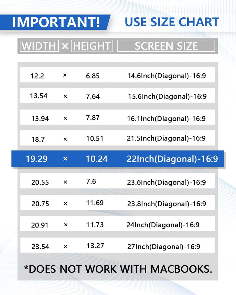 [2 Pack] 22 Inch Computer Privacy Screen for 16:9 Aspect Ratio Widescreen Monitor, Eye Protection Anti-Glare Blue Light Computer Privacy Filter, Detachable Scratchproof 22 Inch (Diagonal) - 16:9 Aspect Ratio