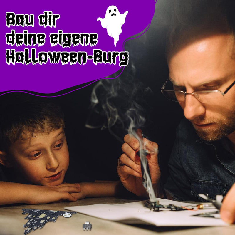 PEMENOL Halloween Castle Soldering Kit Music Pumpkin Skeleton Light Electronics Kit with Breathing LED Light Effects & Sound Soldering Learning Set Adult Decoration