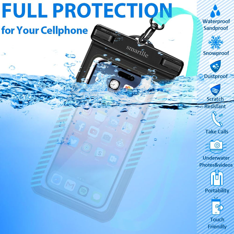 Waterproof Phone Pouches Bags Holder, Cell Phone Water Protectors Pouch Bag 2 Pack for Swimming, IPX8 Water Proof Phone Cases pouch for iPhone 15 14 13 Pro Max 12 11, for Galaxy S24 S23 Ultra 7" Cyan+Purple