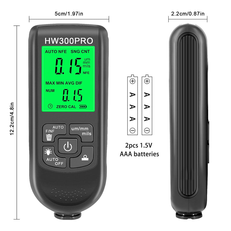 Digital Coating Thickness Gauge, Ultra High Precision Probe, Lackmil Thickness Gauge for Measuring Paint Thickness in the Automotive Industry black