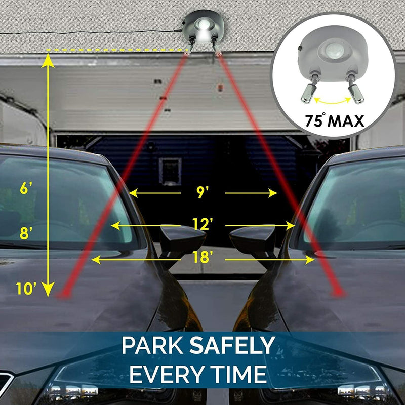 ZONETECH Garage Parking Assist Dual Laser Guide - High-Tech Professional 360 –Degree Adjustable to Wider Angles, Sensor with AC Adapter and Battery Backup for Car/Automotive 1 Pack