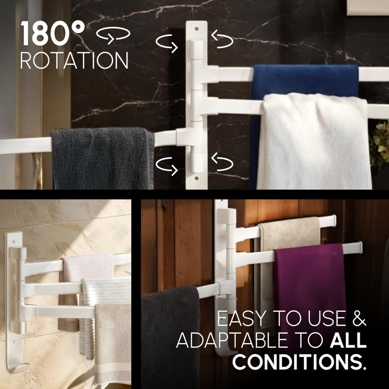 Krisme Home 3-Tier Free Standing Towel Rack for Bathroom, Pool, or RV - Movable & Sturdy Blanket Ladder - Clothes Drying Rack & Towel Holder for Bathroom Storage, Display & Home Decor - White