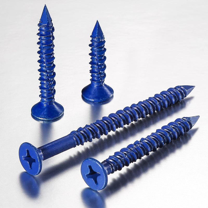 Wensilon (30 PCS) 1/4''x6 Concrete Screw Anchor Blue Flat Head for Anchoring to Masonry, Block or Brick Stucco 1/4"x6" 30