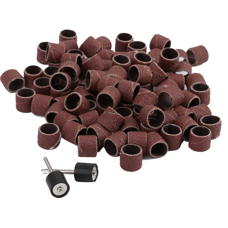 Dophee 100 pieces sanding belts 1/2 inch 80 grit sanding sleeves tool with 2 mandrels 1.27 cm (1/2 inch).