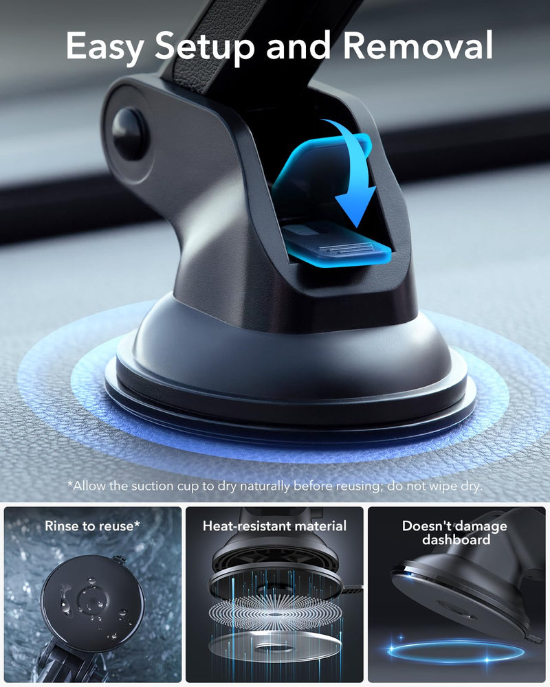 ESR for MagSafe Car Mount Charger, Dashboard Magnetic Wireless Car Charger, for MagSafe Car Charger, Windshield Car Phone Holder Mount for iPhone 15/14/13/12, Fast Charging