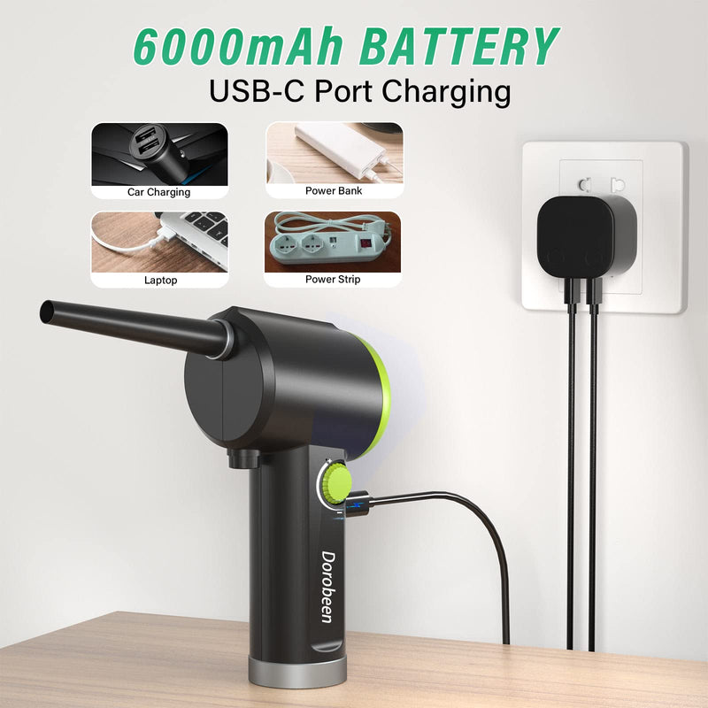DOROBEEN Compressed Air Duster, Cordless Handheld Air Blower, Stepless Speed, 41000RPM, Portable Rechargeable Built-in Battery, Electric Air Duster for Computer Keyboard Electronics Cleaning AT07-G