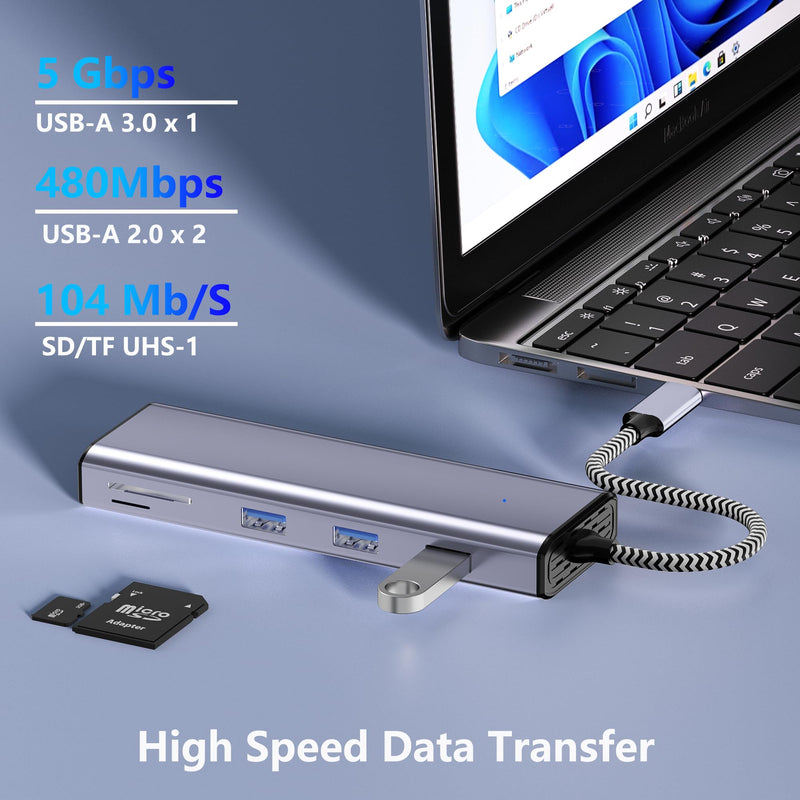 USB C Docking Station Dual Monitor, USB C to Dual HDMI Adapter, 10 in 1 Docking Station 3 Monitors with HDMI/VGA/PD/USB/SD/TF/3.5mm Audio, Compatible with Dell, HP, Lenovo