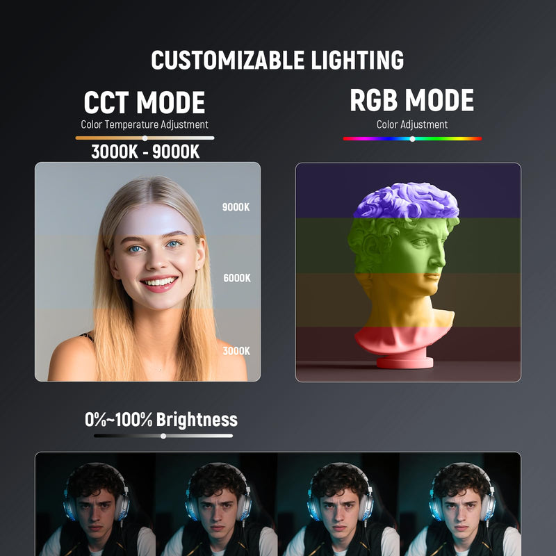 NEEWER Entry Level Version Magnetic RGB Camera Light, 126 LEDs Clip on Portable Small Panel Lighting, 2000mAh 3000-9000K CRI80+ 10 Effects 3 Cold Shoes 1/4" for Tripod Video Recording Selfie, RGB126