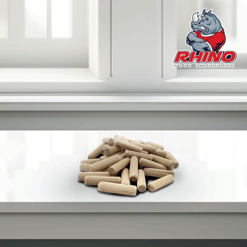 1/2" x 2" Wooden Dowel Pins, 200-Pack – Birch Hardwood, Kiln-Dried, Fluted & Beveled (1/2" x 2", 200pk) 1/2" x 2"