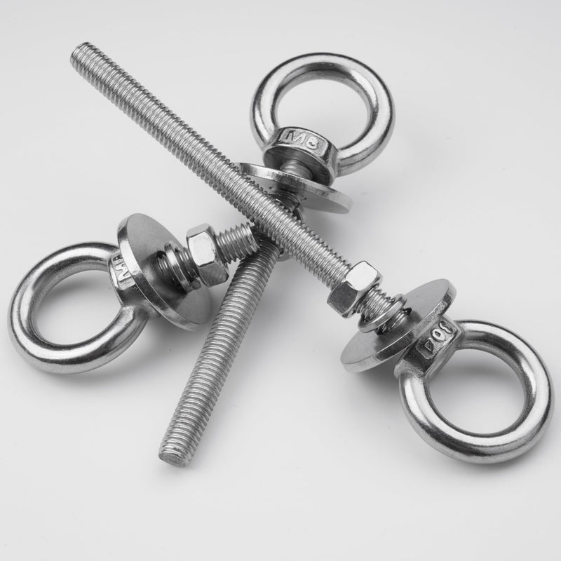 12 Pack M6 Stainless Steel Eye Bolts with Nuts, 1/4" x 2" Long Lifting Ring Eye Bolt， Eye Bolts Heavy Duty for Hang Tie Down Outdoor (12, M6x51mm (1/4"x2")) M6x51mm (1/4"x2") 12