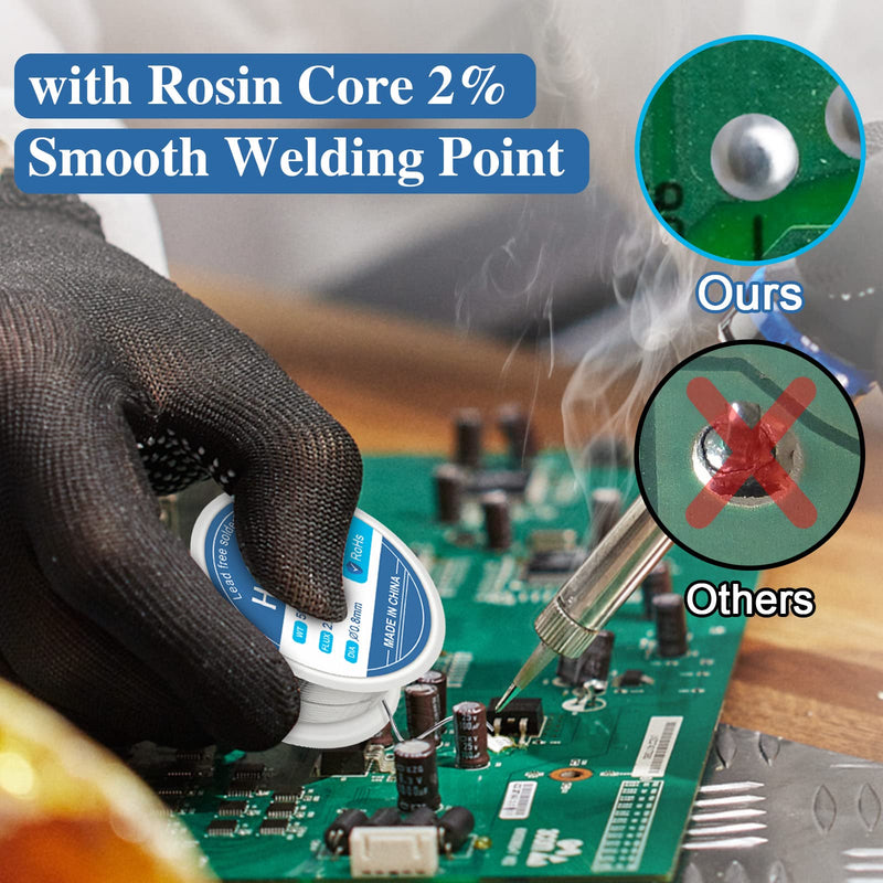 Solder 0.8 mm, Hanibos solder with flux Sn99.3 Cu0.7 soldering wire with rosin core for electric soldering and DIY (approx. 30g) 30g-0.8mm