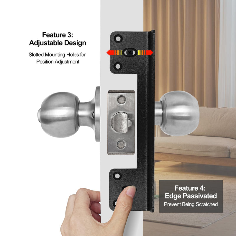 Outward Opening Door Security Protector Shields 7", Heavy Duty Door Latch Guard Plates, Door Knob/Deadbolt Latch Cover Invisible Plate 2 Pack