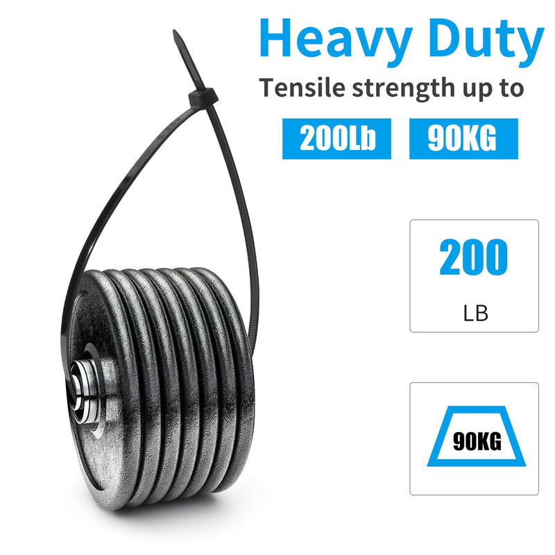16 inch Black Zip Ties Heavy Duty 100 PCS, 200 LBS Ultra Strong Plastic Wire Ties, Large Cable Ties Extra Long Tie Wraps, Indoor and Outdoor UV Resistant 16 inch(200lb)