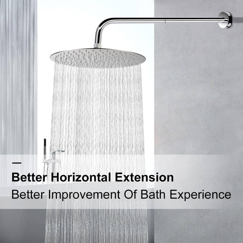 NearMoon Shower Arm, Extra Extension Arm with Flange, Stainless Steel Wall-Mounted Showerhead Extender Pipe (24 Inch, Chrome Finish) 24 Inch