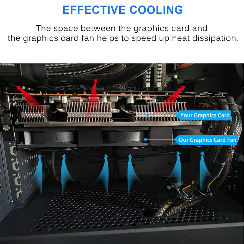GDSTIME Graphic Card Fans, PCI Slot 3 x 90mm 92mm Fans, Graphics Card Cooler, Video Card VGA Cooler 3* 92x92x25mm fan