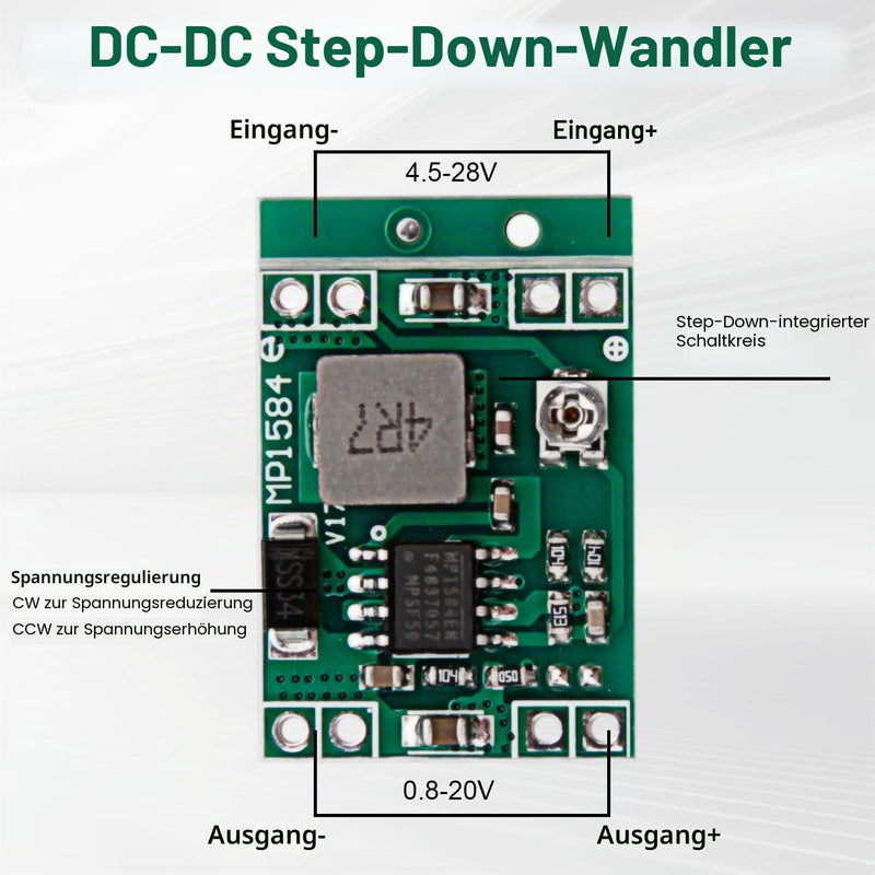 Pack of 10 Mini Step Down Converter Modules, DC-DC Buck Converter, 4.5-28V Voltage Converter, Ultra Small DC-DC Converter, 24V to 12V 9V 5V 3V Step Down Adjustable Converter