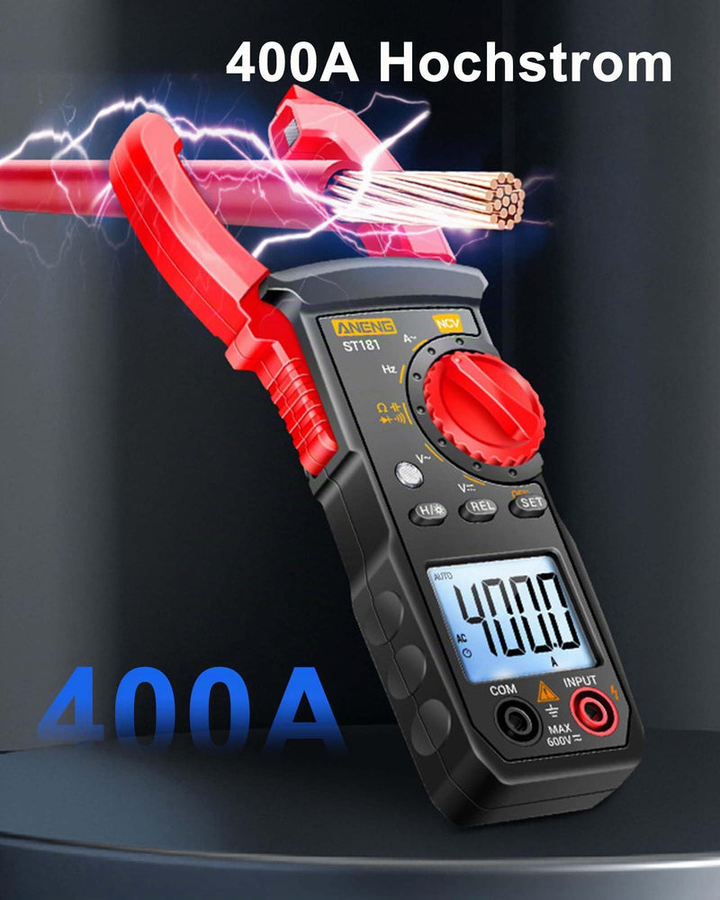 Digital Current Clamp AC DC Multimeter - True-RMS 4000 Counts Current Meter | Ammeter with automatic range selection for measuring AC/DC voltage current resistance capacity continuity NCV detection