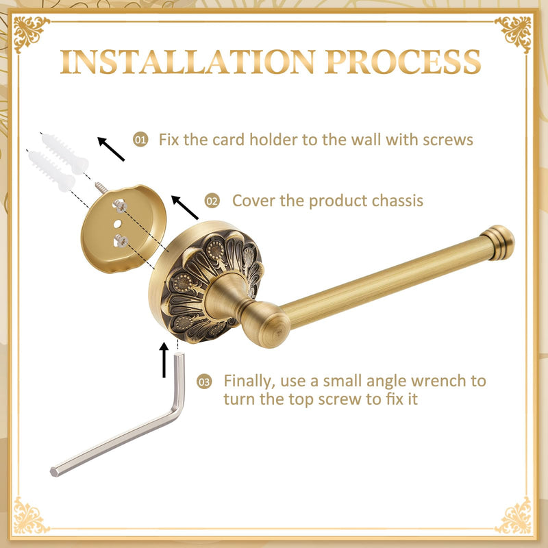 2 Pieces Set Antique Brass Toilet Paper Holder Retro Brass Hand Towel Ring Tissue Roll Paper Hanger Bathroom Hardware Wall Mounted Vintage Bathroom Accessories(Rectangle) Rectangle