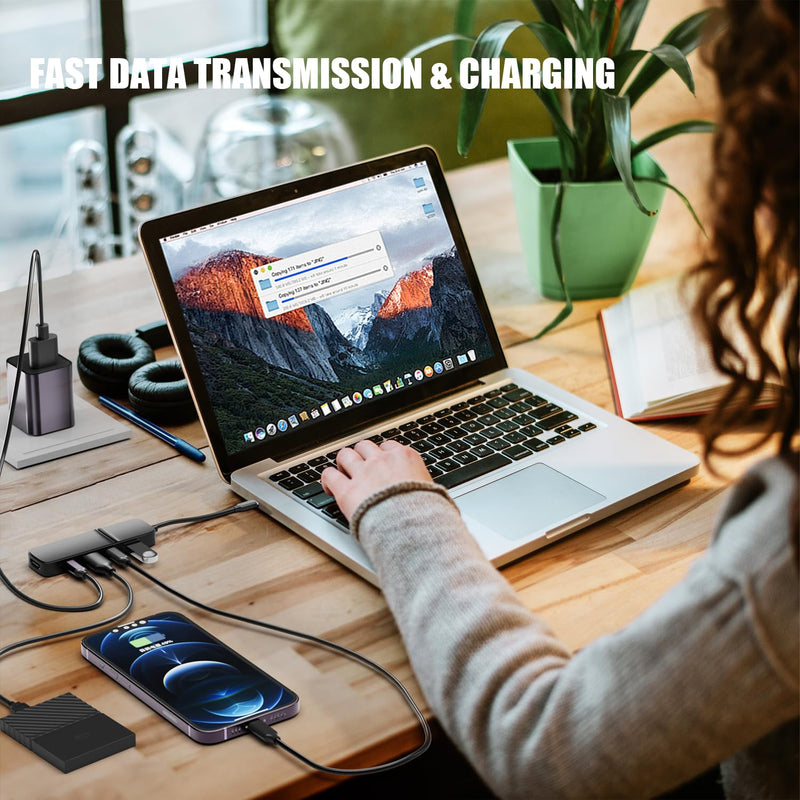 5-Port USB 3.0 Hub with 4K HDMI - Dual USB-A/C, 5Gbps Data Transfer for MacBook Pro/Air, iPad Pro, iPhone 15, iMac, XPS, ThinkPad & More - Ideal for Flash Drives & Portable Hard Disks (Tpcy-C)