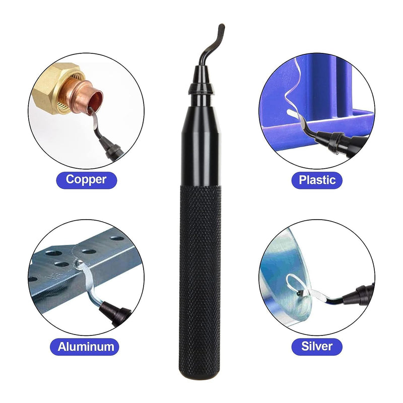 SENENQU Deburrer Tool Universal with 15 Replacement Blades Aluminum Handle Hand Deburrer, 360° Rotating Blade Deburrer Metal for 3D Printers, Plastic, Aluminum and Stainless Steel