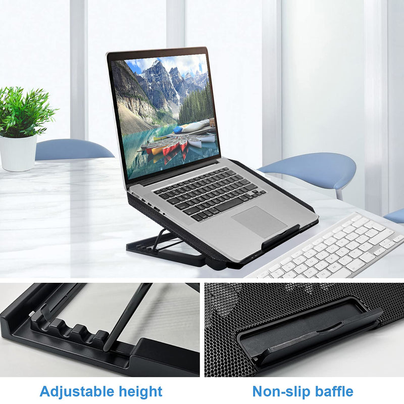Laptop Cooling pad Laptop Cooler Stand Laptop Fan Cooling pad for 11-15.6 Inch Gaming Notebooks, 2 Turbine Fans,4 Angle Adjustable Laptop Cooling Stand (Black) Black
