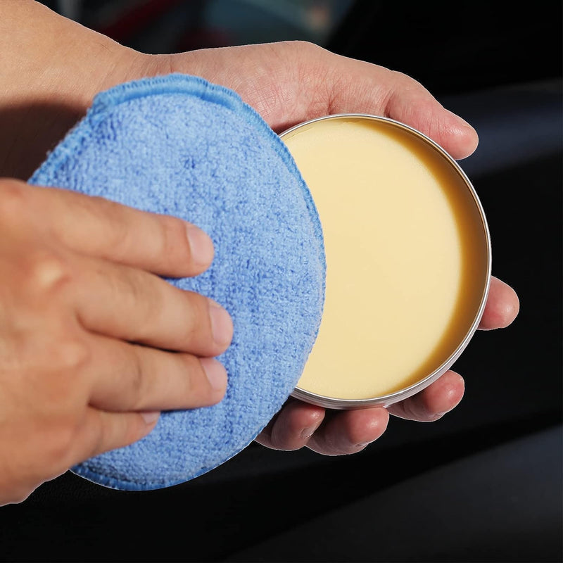 Microfiber Wax Applicator Pads, Car Wax Applicator with Finger Pocket, Buffing & Detail Polishing Foam Pads for Car Cleaning and Fine Polishing (5 inch, 6 Pack) Blue-1