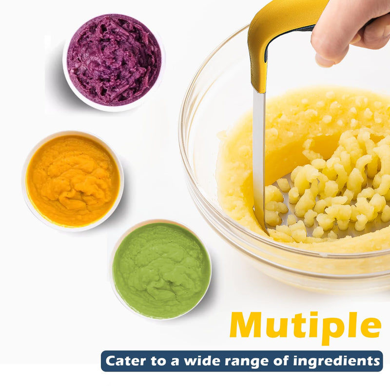 Large Smooth Mash Potato Masher,Heavy Duty Stainless Steel Mashed Potatoes,Versatile Masher for Potatoes,Sweet potato,Vegetables,Beans,Dishwasher Safe
