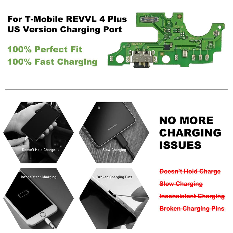 Charging Port Replacement Kit Compatible with T-Mobile REVVL 4 Plus, Dock Board USB-C Connector Only for REVVL 4 Plus 5062W, 5062Z, with Toolkit