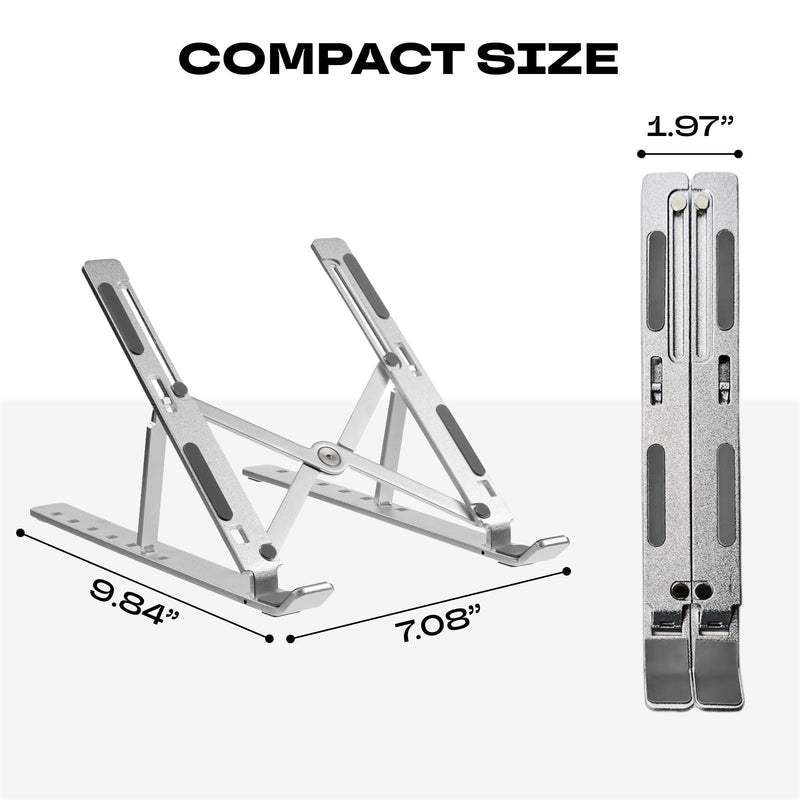 Laptop Stand Adjustable – 7-Level Foldable Aluminum Riser, Portable Laptop Holder for Desk, Compatible with 9-15.6 Inch Laptops, Ergonomic & Sturdy
