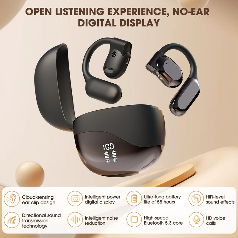 Real Time Language Translator Earbuds,Open Ear AI Translation Earbuds, 144 Languages Translator Bluetooth Earbuds, Translation Pods, Languages Translator Earbuds for iOS and Android (Black) Black