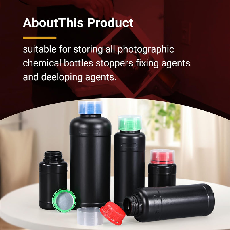 1000ml/3Pcs Darkroom Chemical Storage Bottles, Plastic Photographic Chemicals Container for Film Photo Developing Processing with Caps (Black) 1000ml Black