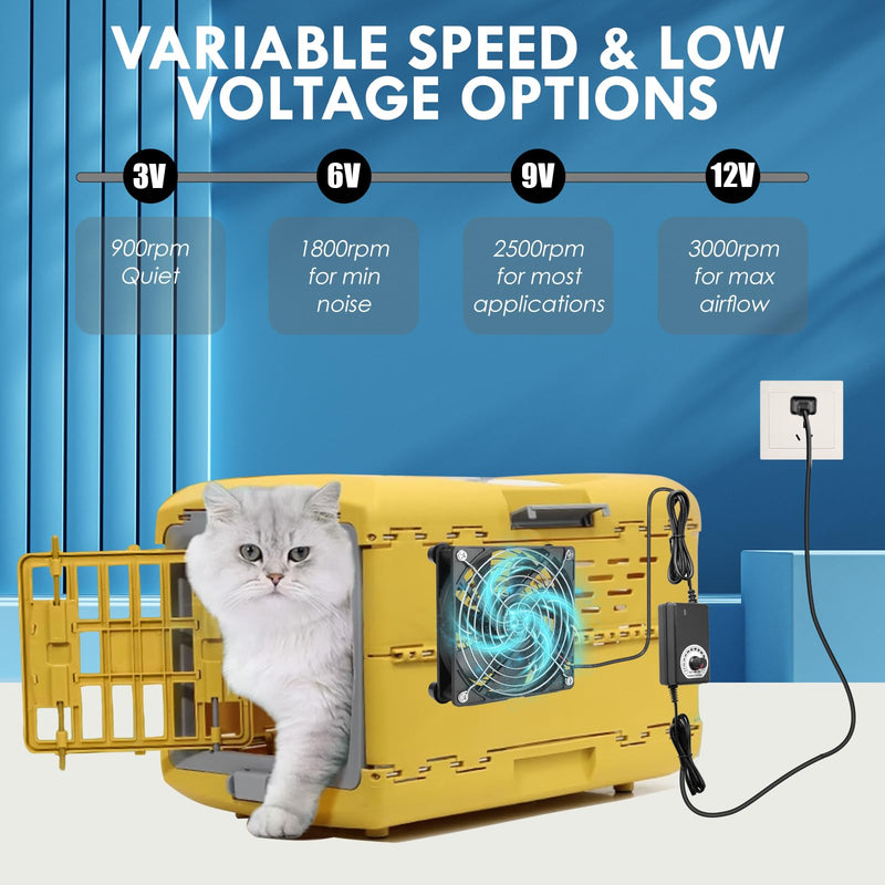 Computer Fan with AC Plug, Yeuzbur 110v 120v 220v Fan with Variable Speed Controller for DIY Cooling Ventilation Exhaust Projects