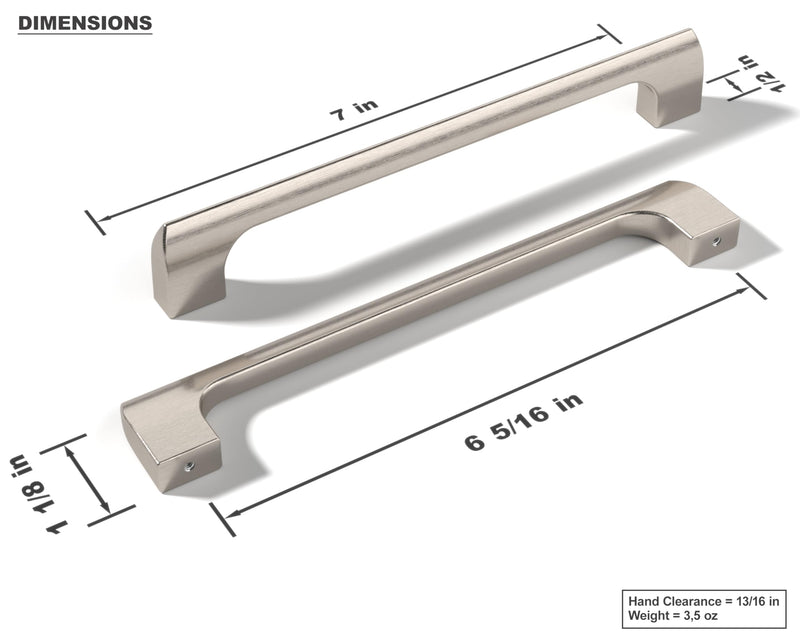 | 5 Pack Brushed Nickel 6.3 Inch Hole Center | Solid Metal Cabinet Handles Bathroom Home Decor Drawer Pulls | Stainless Metal Kitchen Cabinet Handles | Etna Collection 6.3" (160mm) 01-Brushed Nickel (5 Count)