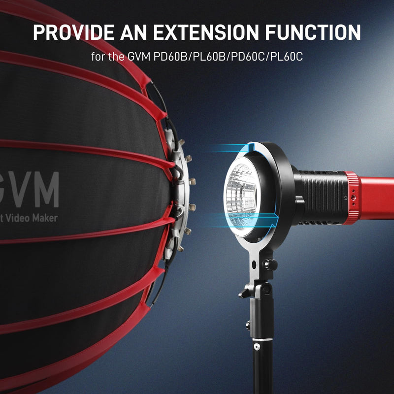 GVM Bowens Mount Adapter for PD60B PD60C PL60B PL60C, Updated Version Different Angles of Holder for Any Bowens Mount Accessories, Such as Softbox, Barndoor, Fresnel Lens