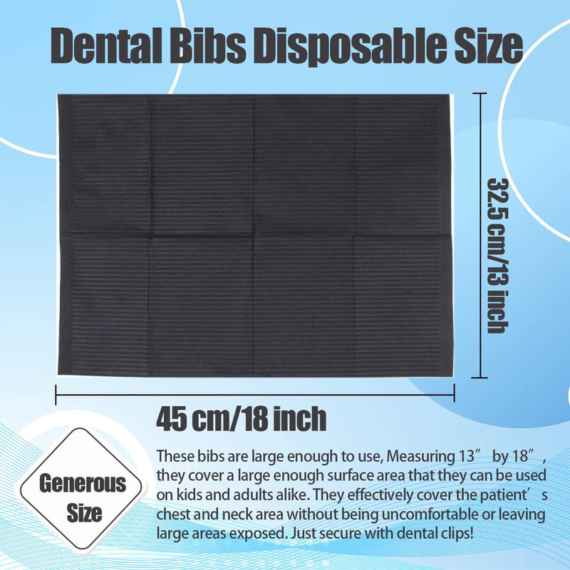 125 Pcs Disposable Patient Dental Tubes, 13"x18", 3-Ply Waterproof Piercing Tattoo Paper Napkin Cloth for Dental Clinic, Tattoo Station and Salon (Black) Black