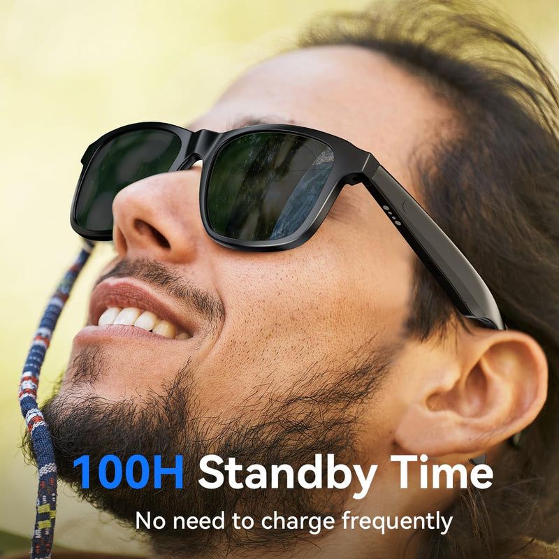 Smart Glasses for Men & Women, Bluetooth Sunglasses Audio Eyewear, Built-in Mic & Speakers, Athletic/Outdoor UV Protection Music SunGlass lenses Unisex