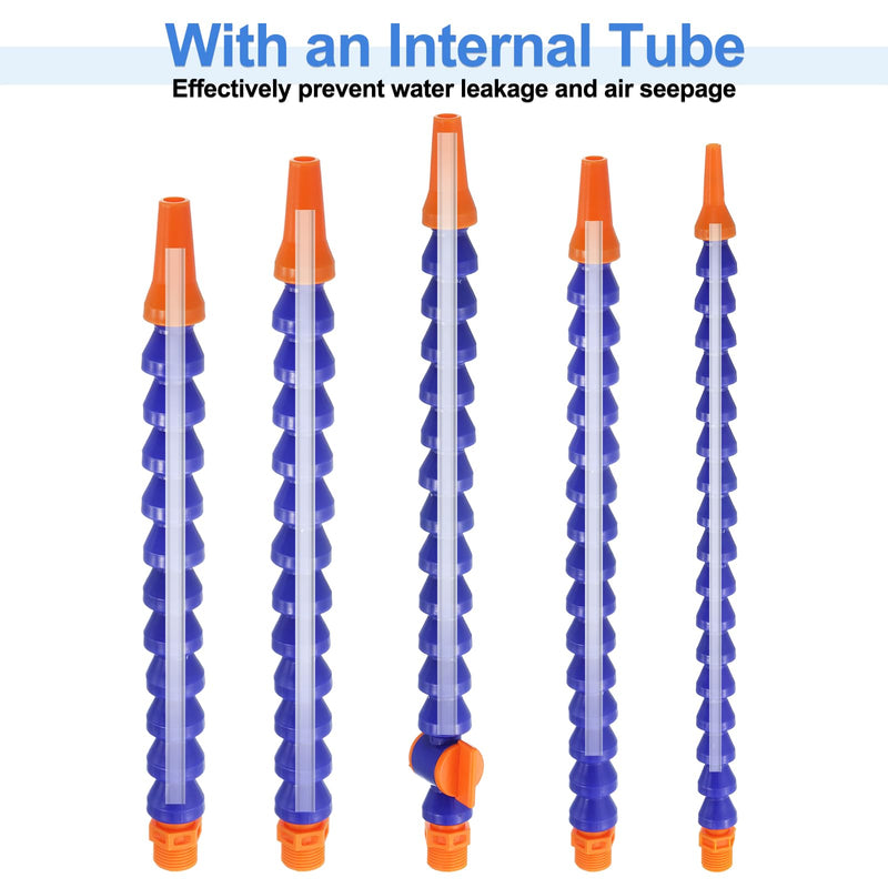 QUARKZMAN Pack of 4 G1/4 Inch Thread Flexible Water/Oil Coolant Hoses, 400 mm Plastic Adjustable Round Nozzle Cooling Pipe Hose with Inner Tube for Lathe CNC Water Cooling System | Plastic Adjustable Round Nozzle Cooling Pipe Hose with Inner Tube for...
