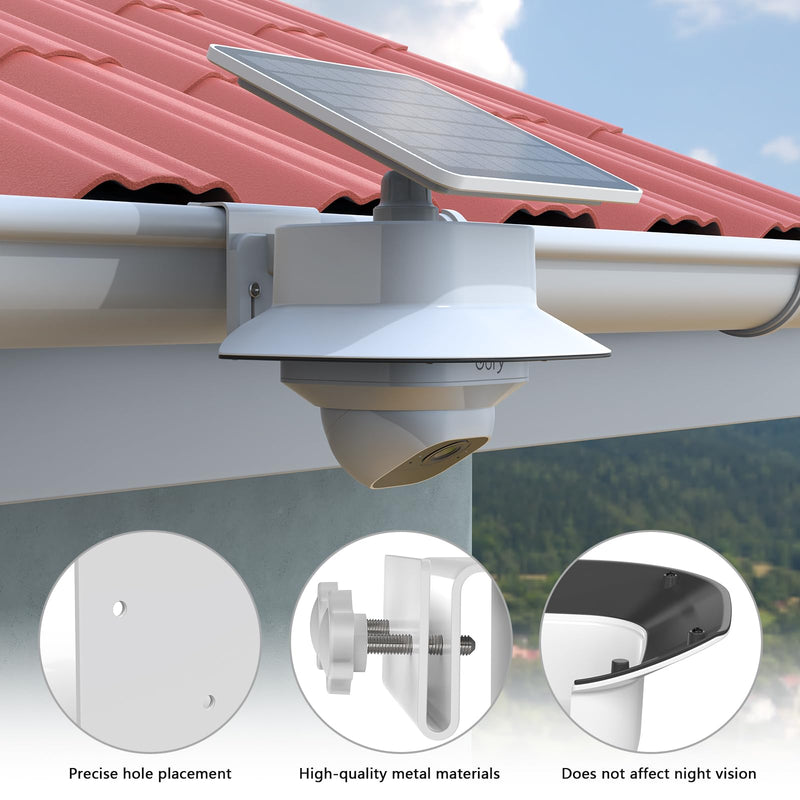 Gutter Mount Bracket +Rain Shade Cover Compatible with eufy Security SoloCam E30 Solar Camera/eufy Security 4G LTE Cam S330 Camera（1pack,White）