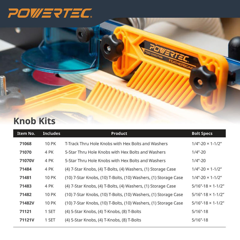 POWERTEC 71169 48-Inch Universal T-Track with 2 Hold-Down Clamps, anodized blue 48" T track + HD Clamp