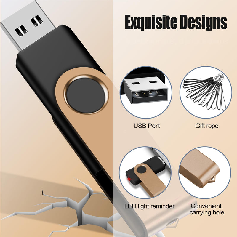 EASTBULL 2GB USB Flash Drive Bulk Thumb Drives 50 Pack with Lanyards USB 2.0 Jump Drive 2 GB Memory Sticks Zip Drive Pen Drive for Storage and Backup Gold 50PCS 2GB 50PCS-Gold