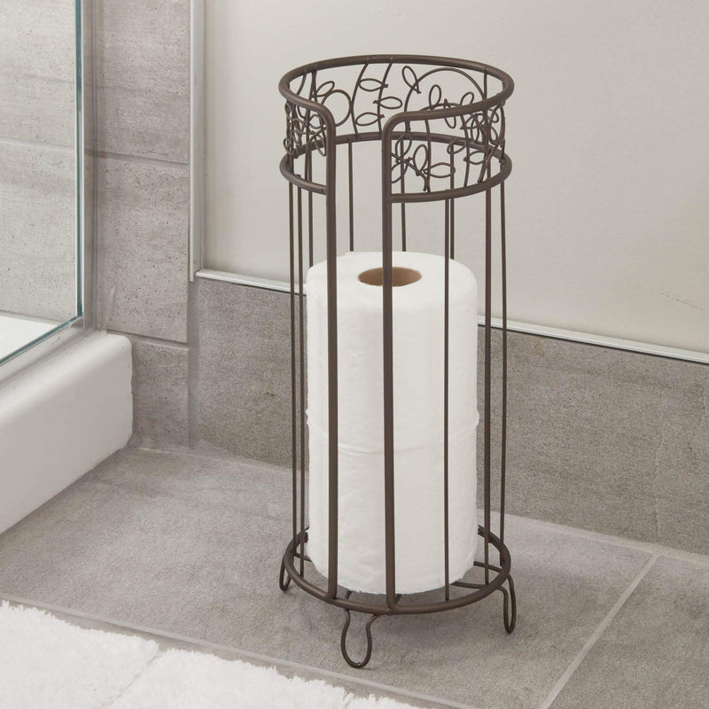 iDesign Metal Toilet Tissue Holder Stand, The Twigz Collection – Holds 3 Rolls of Toilet Paper, 6.8” x 15.2”, Bronze